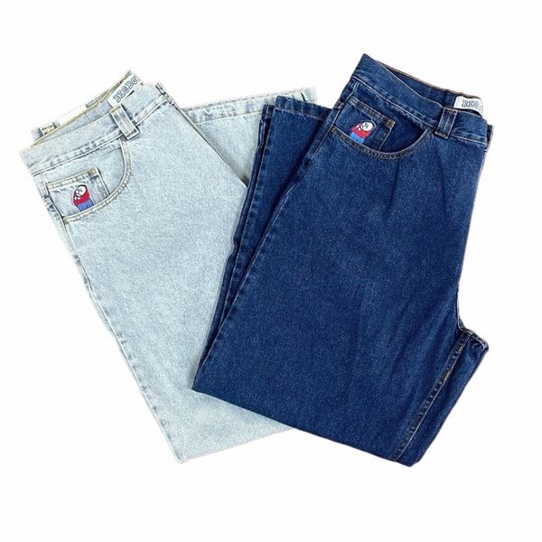 Big Boy Jeans Y2K Pantaloni Hip Hop Carto Grafica Ricamo Retro Blu Baggy Jeans Uomo Donna Nuovi pantaloni a vita alta a gamba larga e0QD #