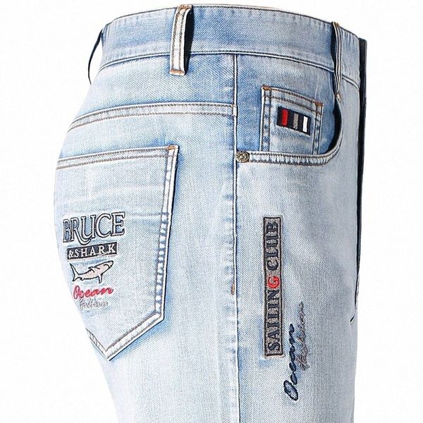 2023 BruceShark New Summer Men's Jeans Stretching Cott Straight Casual Fi Denim Jeans Calças Masculinas Tamanho Grande 8517 E6Qn #