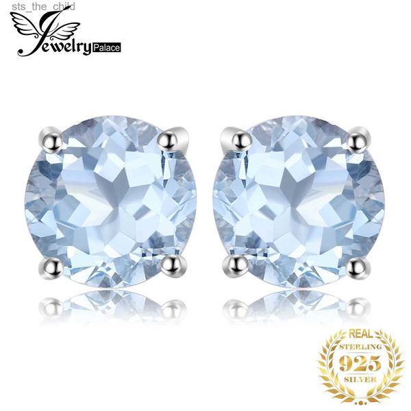 Charm Jewelrypalace Tur 2ct Otantik Mavi Topaz 925 STERLING Gümüş Saplama Küpe Kadın Moda Mücevher Yıldönümü hediyesi24326