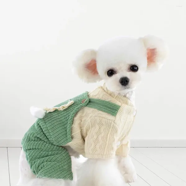 Cão vestuário animal de estimação traje macacão algodão filhote de cachorro geral vestido de quatro pernas bonito inverno outono laço bolso gato