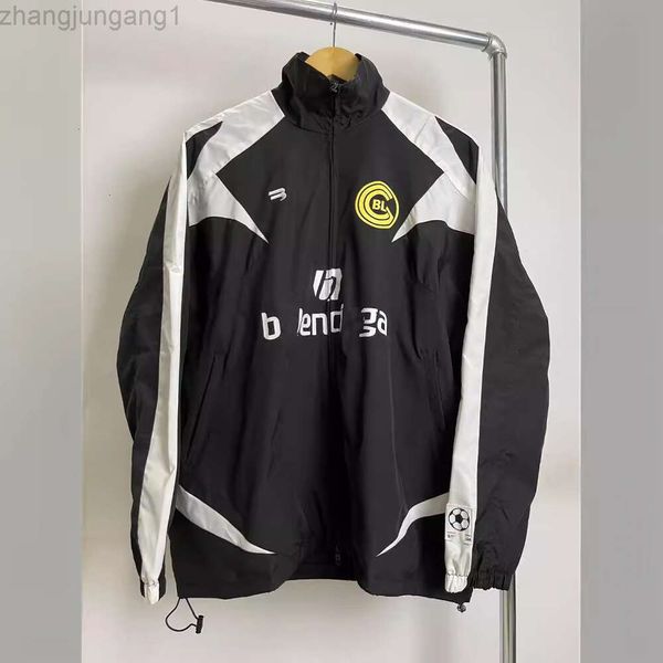 Desginer Balanciaganess Hoodie Baleciaga 2024 Frühjahrsneuer B-Family Co Branded Football Classic Sprint-Jacke mit Buchstabendruck auf der Rückseite Mantel mit Stehkragen