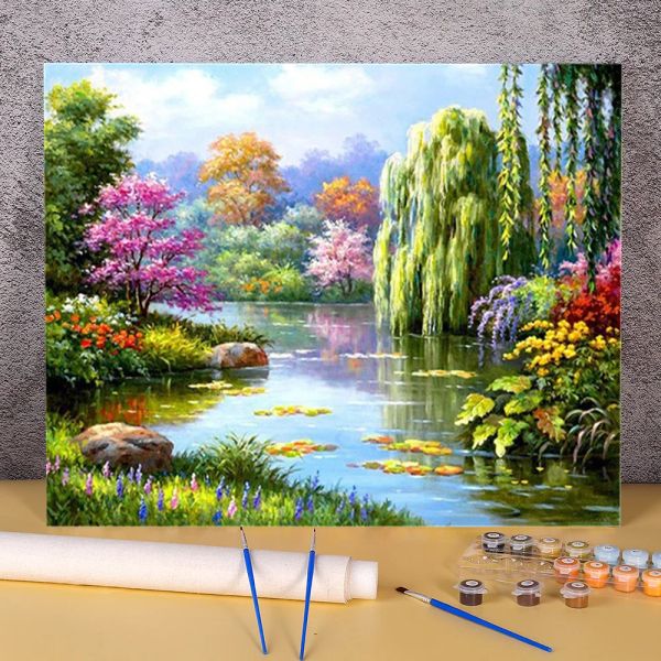 Número Paisagem Natureza Colorir por Números Pintura Definir tintas Óleos 50*70 Imagem por Números Photo Pinturas decorativas Artes