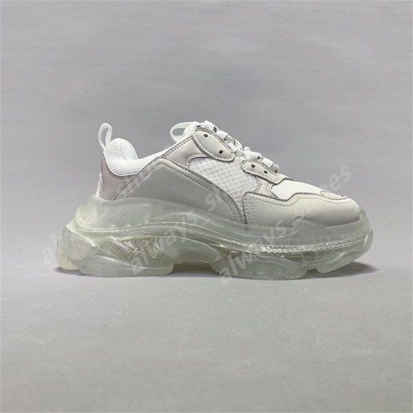 2024 Triple s donna uomo scarpe firmate piattaforma sneakers casual fondo in cristallo vintage parigi 17FW tripla piatta mocassini con suola trasparente scarpe da ginnastica sportive di lusso W36