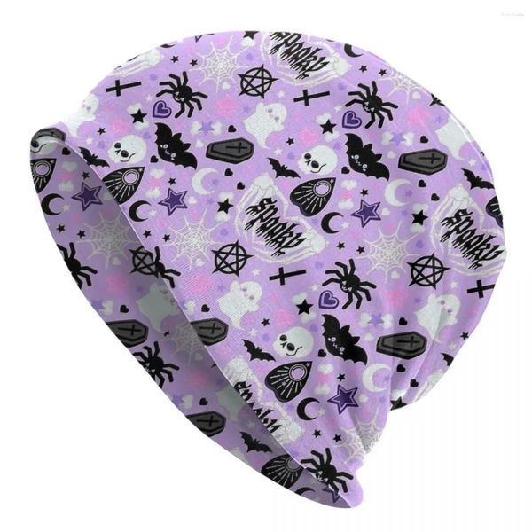 Berretti Pipistrello di Halloween Teschio spettrale Skullies Berretti Cappello Ragno Carino Goth Berretti da esterno unisex Caldi Cappelli a maglia a doppio uso