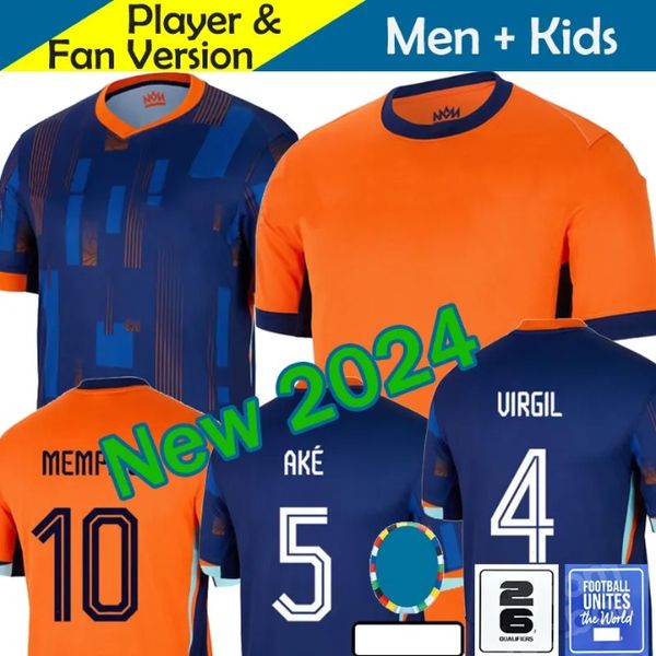 24 25 Países Baixos Europeu Holland Club Soccer Jersey 2024 Euro Cup 2025 Holandês National Team Football Shirt Men Kids Kit Conjunto Completo Home Away Memphis Xavi Gakpo JJ 3.26