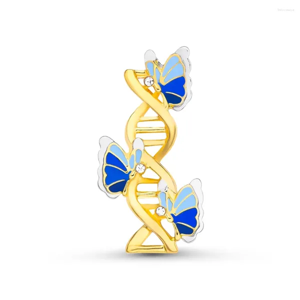 Broschen Biologie DNA Brosche Mode Schöne Inlay Schmetterling Vergoldete Legierung Pin Wissenschaft Schmuck Zubehör