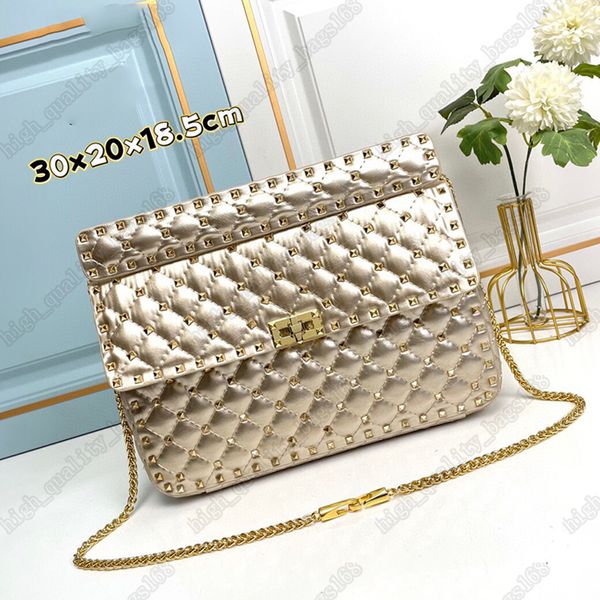 Rockstud Spike Bag Модная женская цепная сумочка масла масла восковой кожаная сумка для модных сумок дизайнеры модных сумок заклепки подличная кожаная сумочка