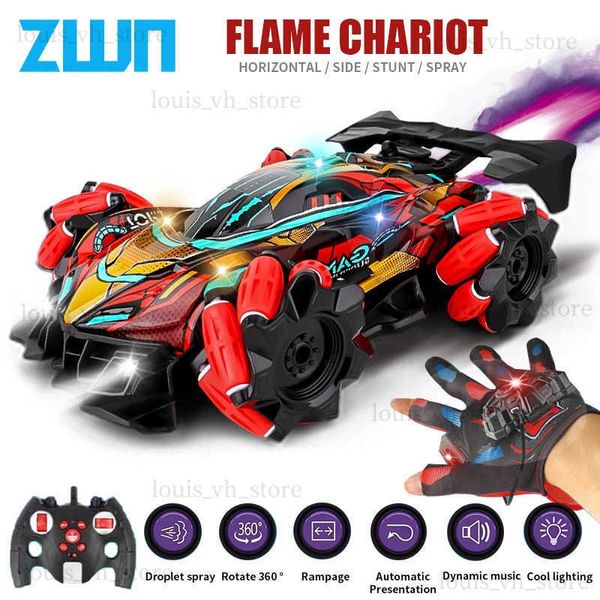 Auto elettrica / RC ZWN F2 RC Drift Car con luci a led musicali 2.4G Guanto Gesto Radiocomando Spray Stunt Cars 4WD Giocattoli elettrici per bambini T240325