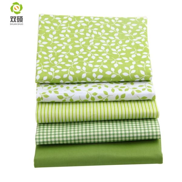 Tessuto Shuanshuo Fresh Green Group Fat Quarter Patchwork Stolo cucitura di dimensioni diverse 100% tessuto di cotone tessuto 40*50 cm 5pcs/lotto