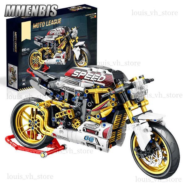 Bloco 890pcs City Super Motorbike Building Model Blocks Moto Road Racer MOC Bricks Gretos de Natal Toys para crianças meninos Adultos Técnicos T240325