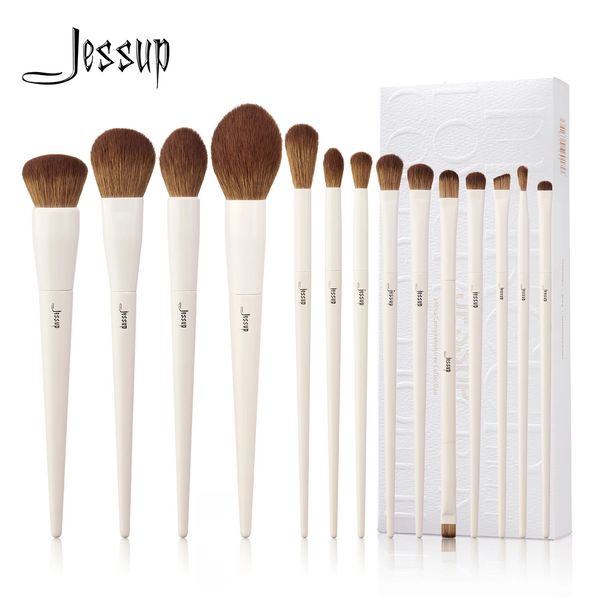 Jessup Pincéis de Maquiagem 14 pc Pincel de Maquiagem Conjunto de Fundação Sintética Pincel Pó Contorno Sombra Liner Blending Destaque T329 240320