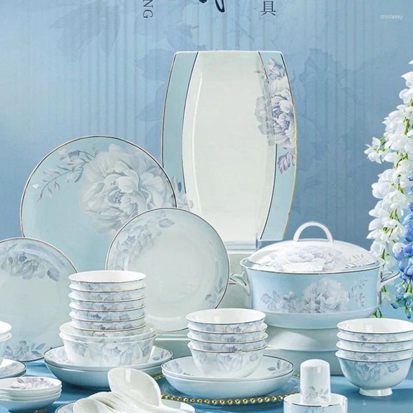 Geschirr-Sets, Schüssel- und Teller-Set, Kombinationsgeschirr, luxuriöser Teller, Einweihungsgeschenk, Jingdezhen Bone China