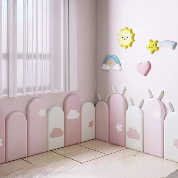 Aufkleber für Kinderzimmer, Antikollisions-Wandeinfassung, weicher 3D-Schaum-Wandaufkleber, Nachttisch, weiche Wand, Babybett-Einfassung, selbstklebender Aufkleber