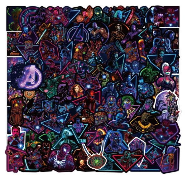 100 pçs / lote luminoso avenger cartoon anime adesivo para crianças capa de telefone decalques de carro laptop geladeira mala bagagem à prova d'água 6916474