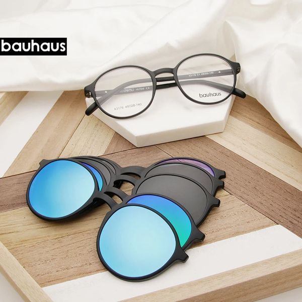 Bauhaus Brand Classic Clip-On-Sonnenbrille für Herren und Damen, magnetische Brillenfassungen, Ultem optischer Rahmen 240313