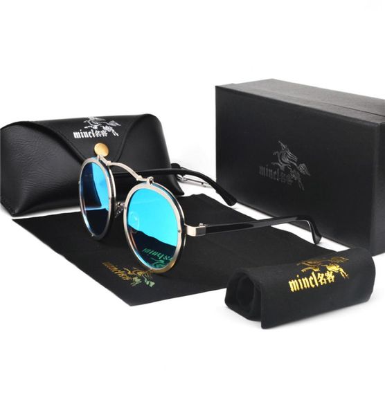 2020 Модные готические панк -мужские солнцезащитные очки металлы UV400 винтажные солнцезащитные шторы для мужчин женщины круглые очки очки FML3428818