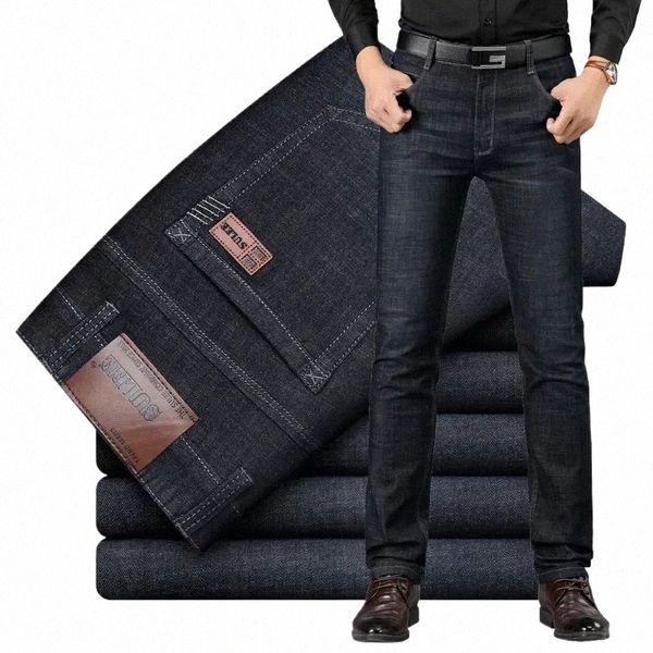 2023 marca melhor preço conforto calças jeans retas jeans masculinos busin casual elástico masculino calças de alta qualidade h631 #