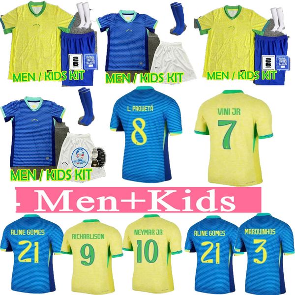 Maglie da calcio Richarlison BRASILE Raphinha VINI Antony 24 25 COPPA DEL MONDO Maglia nazionale Kit JESUS CASEMIRO BRASILE Martinelli Rodrygo calcio bambini uomo Kit