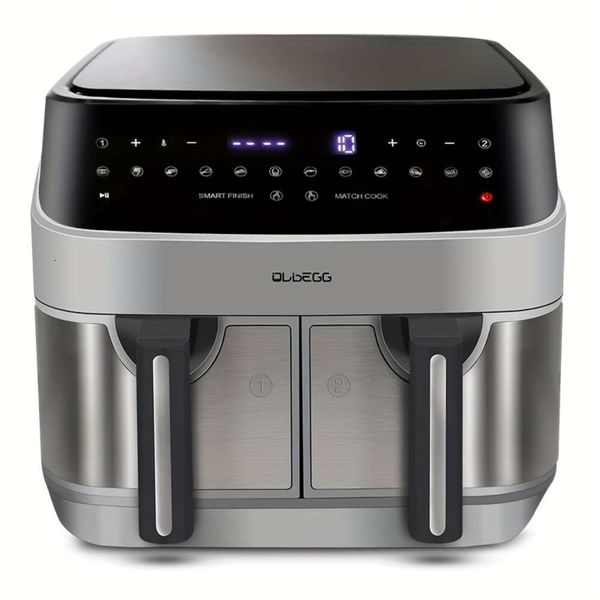 Oldegg 2.38Gal Dual Pot Screen Air Fryer 14 Funktionen Jede Nahrung One Touch Cooking für AlreRecipes kann zwei verschiedene Lebensmittel gleichzeitig kochen. Säuganfristig verkürzen die Wartezeit