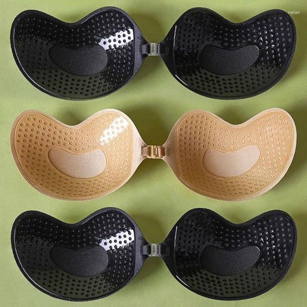 Bras feminino invisível push up sutiã sem alças sem costura fechamento frontal bralette roupa interior auto-adesivo silicone pegajoso