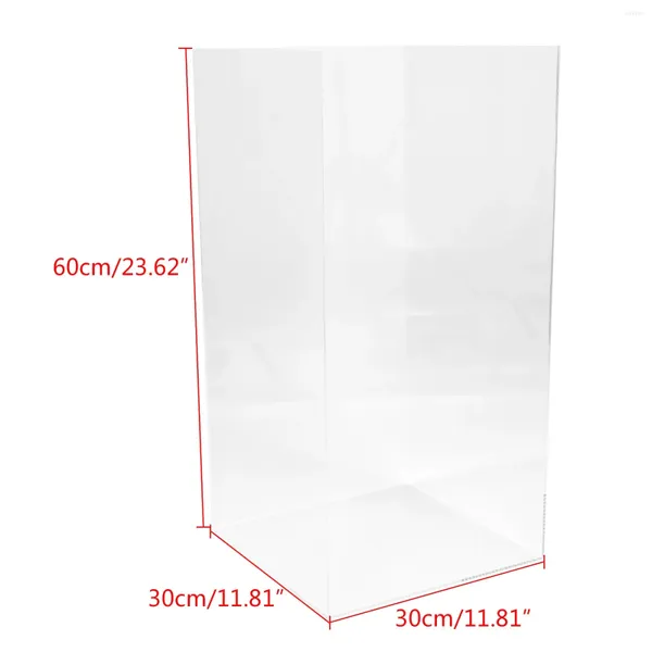 Placas decorativas caixa de exibição acrílica vitrine à prova de poeira para figura modelo caso cubo 30 60cm grande transparente