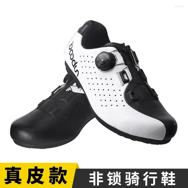 Scarpe da ciclismo Boton in vera pelle senza serratura da equitazione per uomo e donna 1289 in gomma impermeabile per bicicletta senza serratura