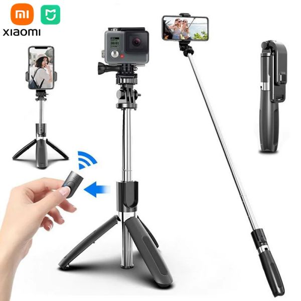 Halter Xiaomi Mijia Q01 Bluetooth Wireless Selfie Stick Stativ faltbare Einbeinstative Stativ für Telefon Sport Action Kamera Selfie Sticks