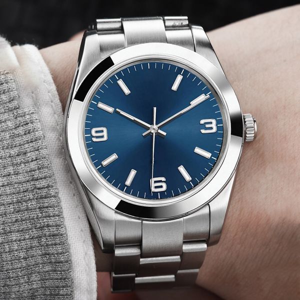 Relógio masculino de alta qualidade Relógio de movimento mecânico automático 39mm Cristal de safira à prova d'água Super luminoso Faixa de aço inoxidável fino Montre de Luxe Relógio clássico