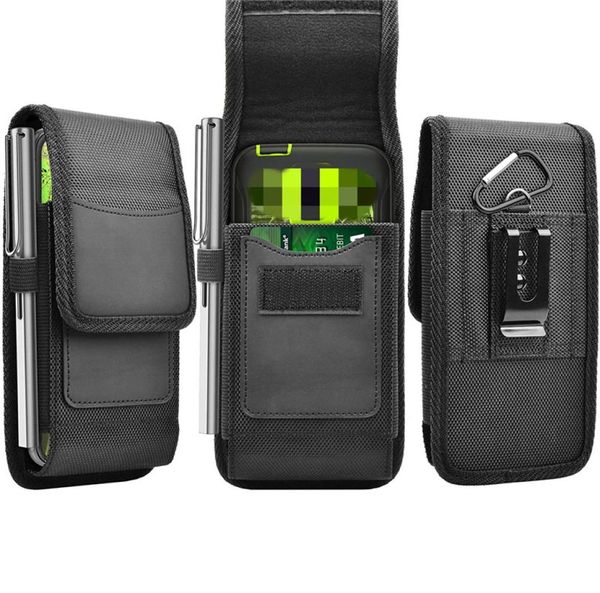 Suporte de cartão nylon clel clip universal telefone celular bolsa de couro para iphone samsung moto lg waist bolsa saco de saco de flip holster moblie3389244