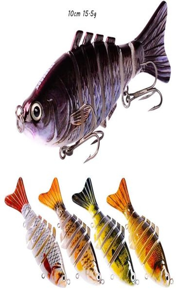 Iscas de peixe multiseção 10cm 155g, 6 ganchos agudos, 7 seções, iscas de natação, 5 cores, equipamento de pesca de plástico misto, 5 peças 8126610