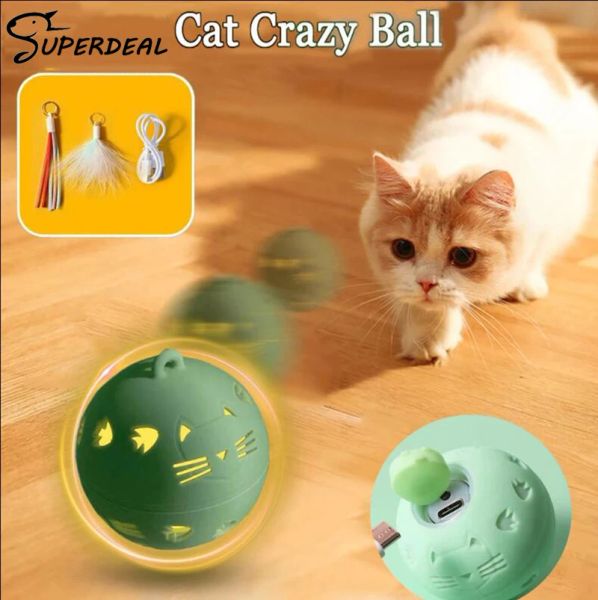 Brinquedos gato inteligente brinquedo interativo gato bola louca com luz led selfmoving saltando bola para gato interior gatinho jogo brinquedo para animais de estimação suprimentos