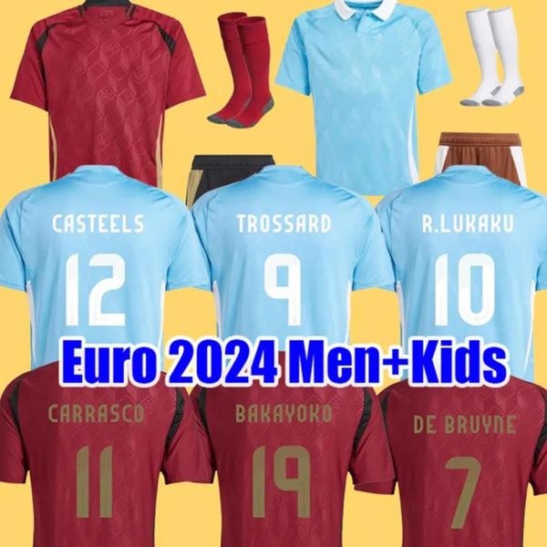 Belgium Kit 24 25 футбольный джерси де Брюин Лукаку Доку 24 Евро -Кубка Футбольная рубашка 2025 мужской детский комплект набор дома в гостях Карраско Тилеманс Бакайоко