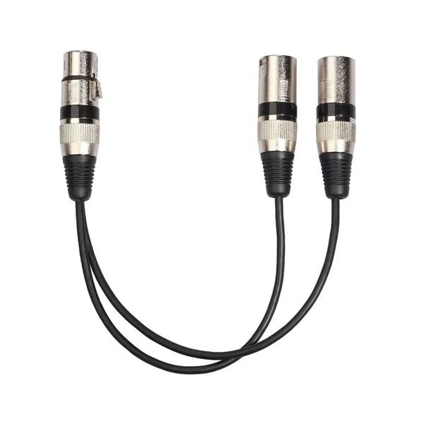 Novo 3pin xlr fêmea jack para duplo 2 macho plug y divisor 30cm adaptador cabo fio para amplificador alto-falante fone de ouvido misturador