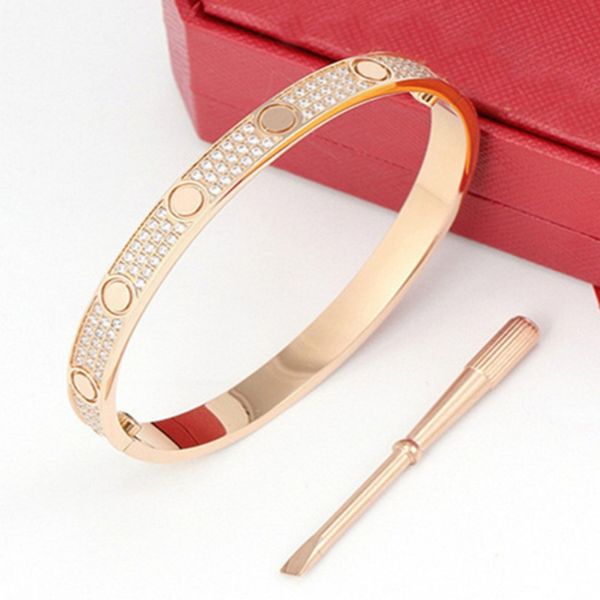 Braccialetti a vite Bracciale rigido alla moda con diamante Classico argento dorato Oro rosa per donna Uomo Bracciali per unghie con diamanti placcati oro 18 carati Gioielli di design