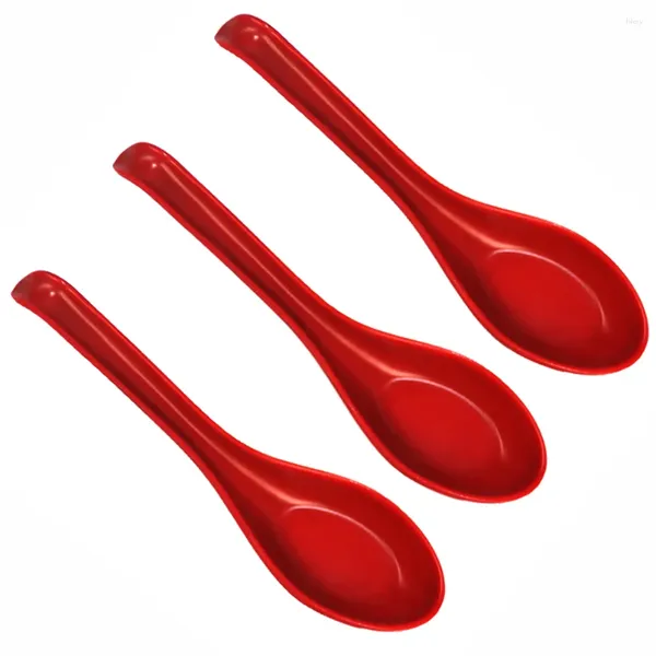 Cucchiai da 3 pezzi posate in plastica posate cupoa zuppa melamina cinese usa e getta accessori da cucina in silicone asiatico