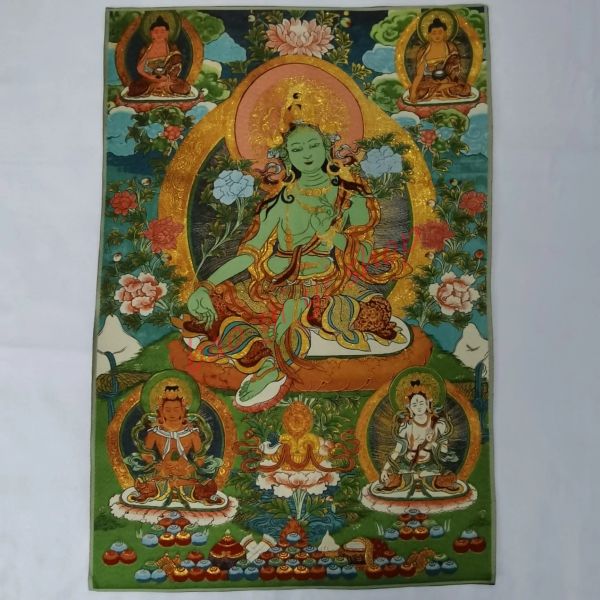 Esculturas Retratos decorativos religiosos de Thangka, Tara Verde, Casa da cidade afastam os maus espíritos