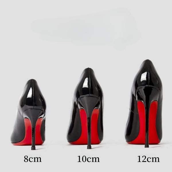 Red Shiny Bottom High Heels Designer Frauen Schuhe 6 cm 8 cm 10 cm 12 cm dünne Heels Nackt schwarzes Patentleder Sommer Luxusmarke Sandalen mit Staubbeutel Größe US4-13