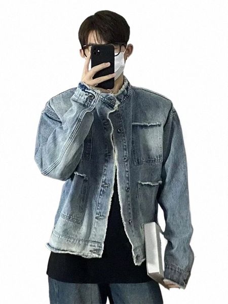 Männer Denim Jacke Weite Ärmel Männlich Jean Mäntel Designer Herbst Fast Deery Cowboy Koreanische Beliebte Kleidung Mi Marke Korea b6dY #