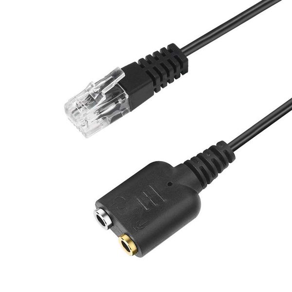 Conectores de cabo de rede 25cm duplo 3.5mm o jack fêmea para macho rj9 plug adaptador conversor pc computador fone de ouvido telefone usando drop del ot3y0