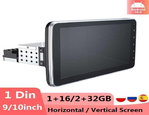 Universale 1Din Autoradio Girevole Lettore multimediale per auto Touch screen da 10 pollici Autoradio Ricevitore stereo GPS WIFI 4G FM Android100 3573216