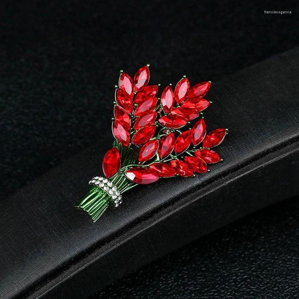 Broches elegantes strass trigo planta broche gotejamento óleo moda senhoras acessórios presentes