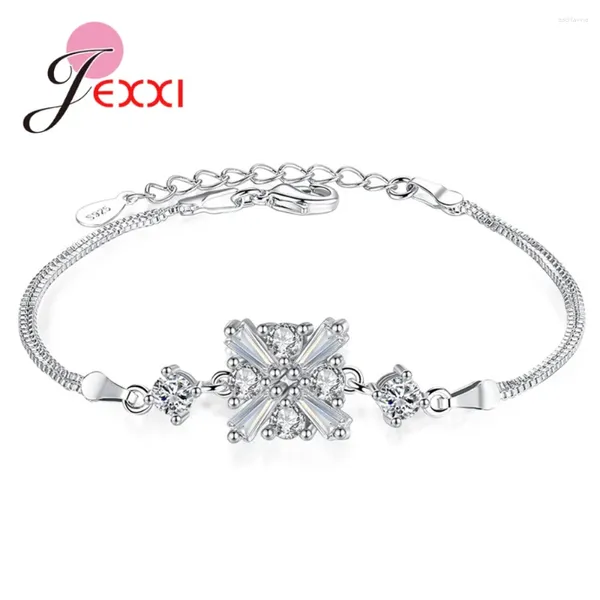 Link pulseiras moda feminina 925 prata esterlina pulseiras para venda rápido quadrado zircão cúbico jóias acessório atacado