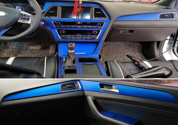 Para hyundai sonata 9 20152017 interior painel de controle central maçaneta da porta 3 adesivos de fibra carbono decalques estilo do carro accessorie8072700
