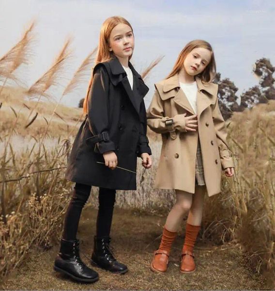 Jacken Frühling Herbst Kinder Mädchen Lange Trenchcoats Mode England Stil Windjacke Jacke Für Teen Kinder Kleidung