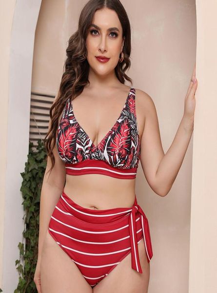 Sexy Mode-Badeanzug für Damen, Badebekleidung, Badebekleidung, zweiteilig, blau, rot, mehrfarbig, gestreift, Übergröße, kein BH, Bügel, Supp7793316