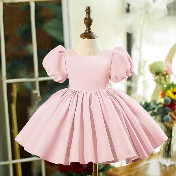 Mädchen Kleider Mode Weiß Party Mädchen Für Kinder Puff Ärmel Hochzeit Taufe Prinzessin 1. Geburtstag Kleid Bridemaid Sommer Kleidung