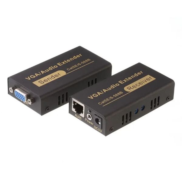 НОВЫЙ удлинитель VGA UTP Удлинитель VGA AV-повторитель с аудио кабелем Cat5e/6 длиной до 100 м с адаптером питания аудио