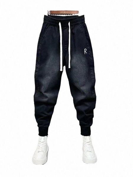 Мужские джинсы-шаровары Японский Harajuku Роскошный бренд Мешковатая уличная одежда в стиле хип-хоп Новые популярные черные корейские уличные брюки m1In #