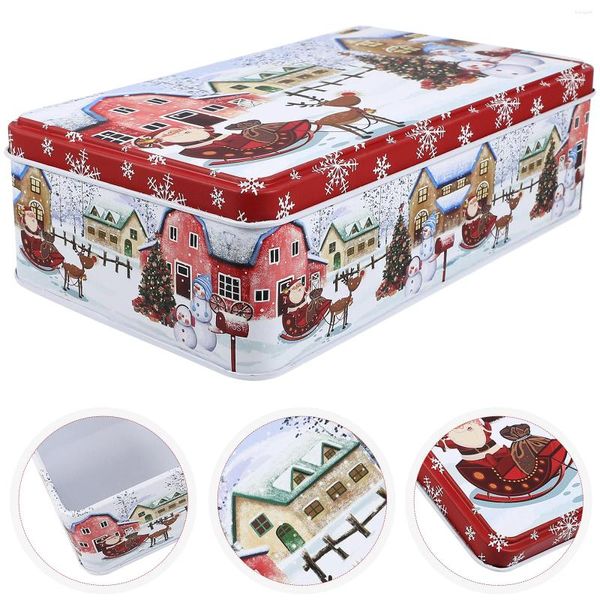 Garrafas de armazenamento Decorações de bolo Recipientes de presente de biscoito de Natal Caixa de suporte de doces de lata Caso de suprimentos