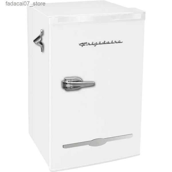 Frigoriferi Congelatori Cu Ft frigorifero da bar vintage bianco con apribottiglie laterale mini refrigerante domestico piccolo e portatile facile da posizionare Q240326